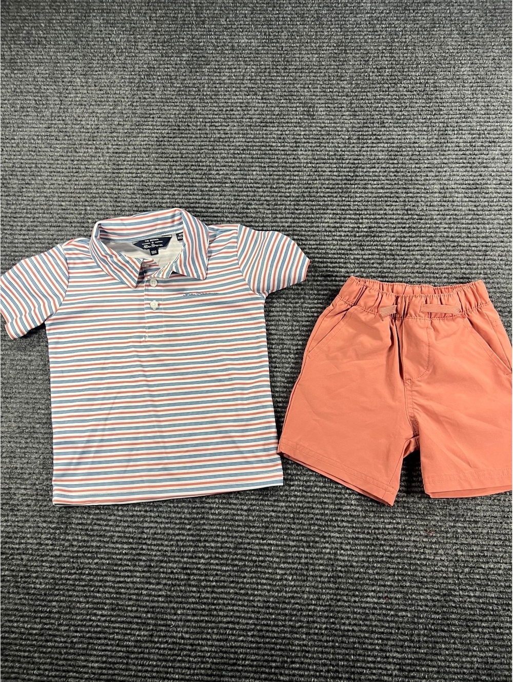 Ben Sherman Toddler Boys' Striped Polo Shirt and Coral Shorts Set Size 18M